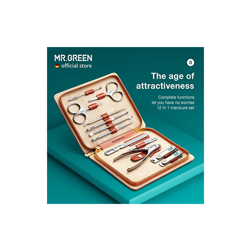 MR.GREEN Juego de manicura 12 en 1, kit de herramientas