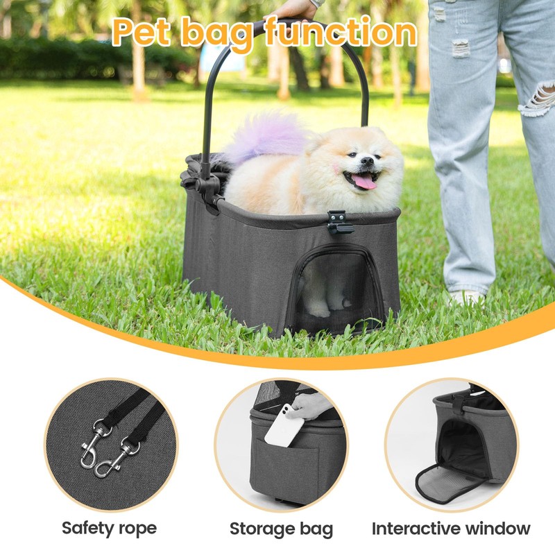 Pet Stroller, 4 Wheels Pet Strolling Cart for Medium/Small Dogs
