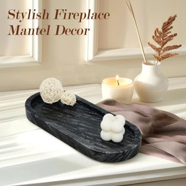 YMXYJM 100% Natural Marble Vanity Tray for Bathroom, Luxury Ancient Wood Grain Decorative Marble Oval Trays for Bathroom Countertop Storage Organizer, Vanity, Dresser, Kitchen, Home Decor, 10.2"*4.3"