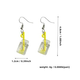 RCHENGYANUIMA 4 Pairs Acrylic Glow Bottle Funny Statement Dangle Drop Earrings Set Resin Water Bottle Pendant Earrings, Zinc, No Gemstone