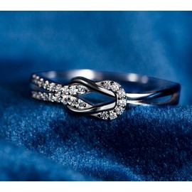 MOTHER & DAUGHTER RING SQUARE KNOT RING STERLING SILVER RING SIZE 5-10 WITH GIFT BOX AND POEM (Silver, 10)