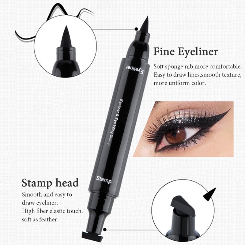 LINXINS 2 in 1 Winged Eyeliner Stamp, Waterproof Liquid Eyeliner