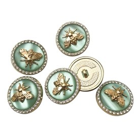6Pcs 3D Bee Round Metal Button 25mm,Zinc Alloy Shank Buttons Enamel Blazer Buttons Set for Blazer Suits Sport Coat Uniform Jacket Sewing Fasteners Crafts (Blue) PT2423