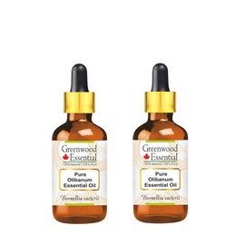 Greenwood Essential Pure Olibanum Essential Oil (Boswellia carterii) with Two Glass Droppers Steam Distilled (Pack of Two) 15ml X 2 (1 oz)