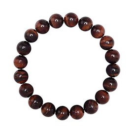 Forziani 10mm Iron tiger Eye Beaded Bracelet for Men - Confidence and Enthusiasm - High Quality Stretch Brown Gemstone Beads Mens Bracelet Size Large - Made in USA - Gift For Men