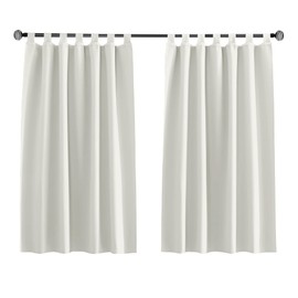 Tenger Home Curtain Scarves, Blackout Curtain, Short Kitchen Window Curtain, Opaque Bedroom with Loops, 1 Piece (Cream, W 70 x H 120 cm)