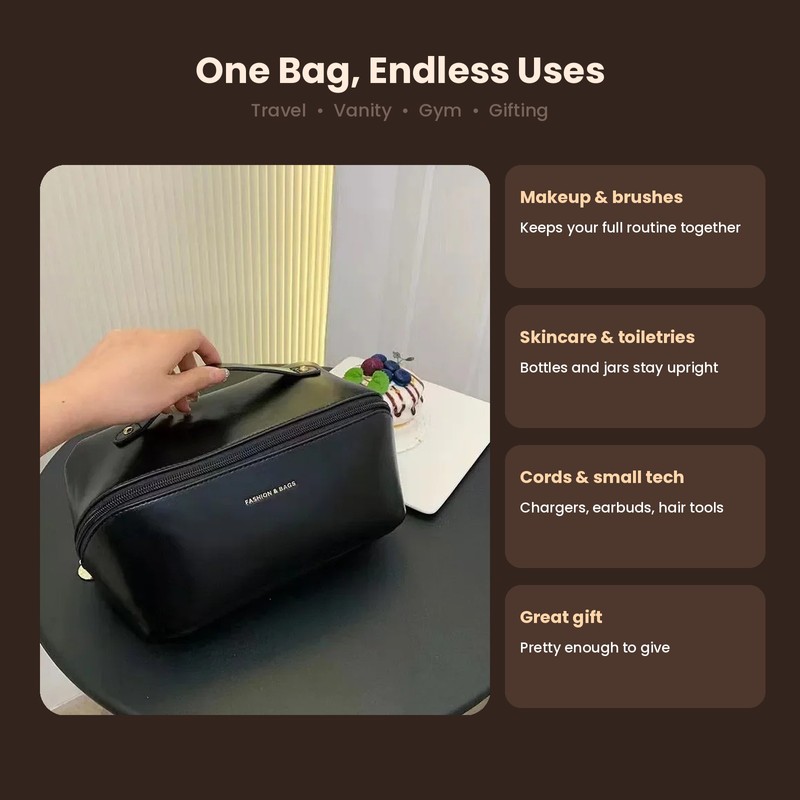 Women’s Cosmetic Box Bag – Large Travel Makeup Case with