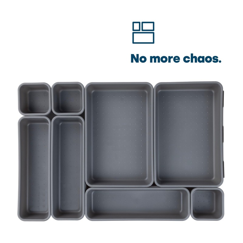 LIVIVO 8pc Interlocking Drawer Organiser and Dividers Plastic Desk and