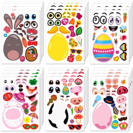 SmilinFit 24 Sheet Easter Stickers for Kids Toddlers, Easter Basket Stuffers, Make A Face Sticker Sheets Easter Crafts Activities with Easter Eggs Themed, Easter Gifts Kids Party Favor Supplies