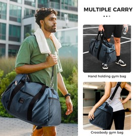 Rieeyrslza Sports Bag with Shoe Compartment Travel Bag for Men and Women, blue 39l, Sports and leisure