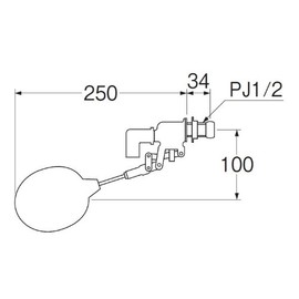 SANEI PJ1/2 PV45-13 Toilet Parts Low Tank Ball Tap for Tank Without Hand Washing