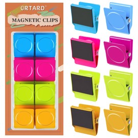 Grtard 8 Pack Colorful Magnetic Clips, Strong Fridge Magnets Clips Heavy Duty, Metal Magnet Clips for Fridge, Clip Magnets, Magnetic Clips for Refrigerator, Locker, Whiteboard, Home, Office(1.2Inch)