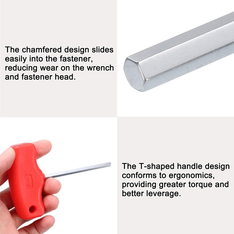 sourcing map 2pcs T-Handle Hex Key Wrench 4mm Metric T-Key