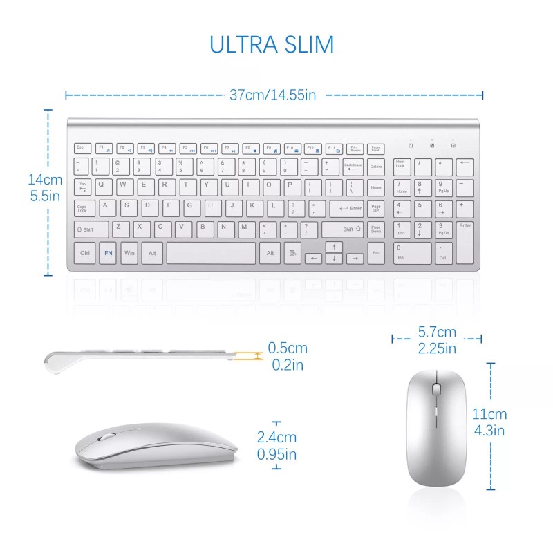 Topmate Ultra Slim Wireless Keyboard and Mouse Combo, Silent Compact
