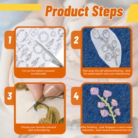 Estabilizador Soluble en Agua, 100 piezas Estabilizadores para Coser a Mano, Estabilizador Soluble para Bordar, Estabilizador de Bordado Autoadhesivo con Gráfico para Bordar Coser a Mano (A+B)