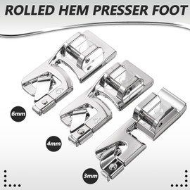 Pack of 3 Metal Presser Feet, Multifunction Presser Feet, Singer Rolled Hem Foot for Sewing Machine, Hemming Foot, Sewing Machine, Spiral Sewing Tube, Hemming Foot, Presser Foot, Zip for Household