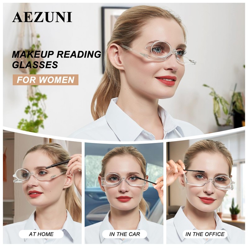 AEZUNI Makeup Reading Glasses for Women Magnifying Flip Down Cosmetic