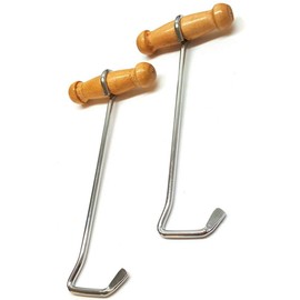 Boot Pull Hooks Wooden Handle Cowboy Easier Wearing Tools- Pair 7 3/4"
