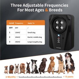 Anti Bark Device 33FT, Upgrade Automatic Dog Barking Deterrent Devices with 4 Speakers, Audio & Ultrasonic Anti Dog Barking Device, Indoor Outdoor Bark Control Device for Puppy Medium Large dog