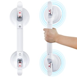 HEINSY 17inch Upgrade Suction Shower Grab Bar, Portable Shower Handle Bar Suction Grip Bar Bathtub Handle with Strong Hold Suction Cup Fitting and Rapid Release for Bathroom(Max Capacity :300lb