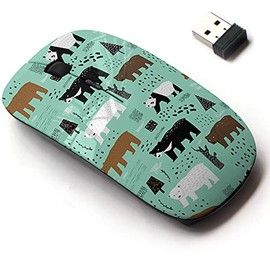 2.4G Wireless Mouse with Cute Pattern Design for All Laptops and Desktops with Nano Receiver - Cute Bears Childish