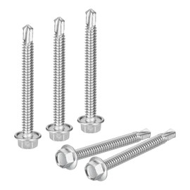 QUARKZMAN Pack of 25 #12 x 2 Inch Self Drilling Screws, 410 Stainless Steel Self Tapping Screws for Metal, Hex Washer Head Sheet Metal