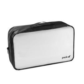 pack all Seamless Zipper Pouch Clear Zipper Bag Makeup Pouch Water-resistant Material Zip Bags for Storage, Travel, Office, Black, L