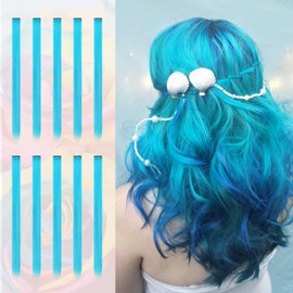 Sofeiyan Coloured Hair Extensions Party Highlights 56 cm Colourful Straight Hair Extensions 10 Pieces Long Hair Pieces Multicoloured Clip in Hair Accessories for Women Girls Children Party Costumes,