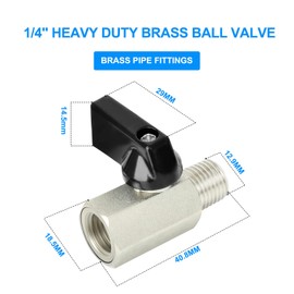 ERGAOBOY 2 Pcs 1/4" Female x 1/4" Male Heavy Duty Nickel Plated Copper Mini Ball Valve Shut Off Switch Handle