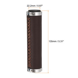 sourcing map Bike Handlebar Grips 0.87" Model Comfortable Grips PU Leather Enhanced Grip BMX Grips with 0.1" Hex Wrench and Double Aluminum Lock Rings for Mountain Bike and Scooters, Dark Brown