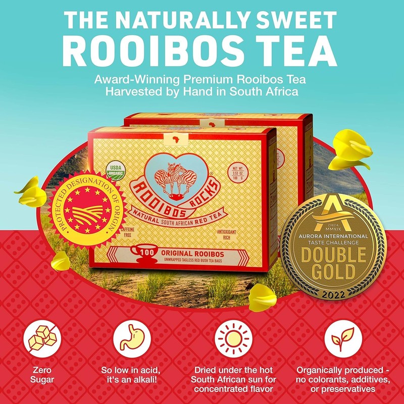 Caffeine Free Tea Organic Rooibos Tea Bags 200 - Naturally