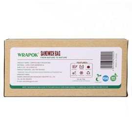 WRAPOK 100% Compostable Recycled Sandwich Bags Biodegradable Small Storage Freezer Bag for Work, 100 Count