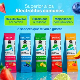 Electrolitos Sin Azucar 1000mg Sodio Potasio Magnesio 30 Sobres 5 Sabores Amarte Labs                                                                 