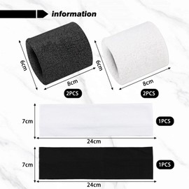 Pack of 2 Sports Headbands, 2 Pairs Plush Bracelets, Women's Headbands, Simple and Fashionable Elastic Headbands, Sweat-Absorbing Sports Set