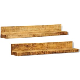 vidaXL Mango Wood Wall-Mounted Shelves Set of 2 - Stylish Display Unit for Home, Office, or Dorm