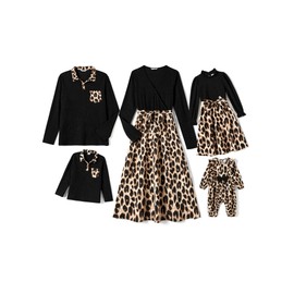 Family Matching Outfits Girl Dresses: Long Sleeves for Fall Winter Vacation Travel Photos Family Reunion Home Weddings Party School Picture - Girl 2 Years Black Leopard