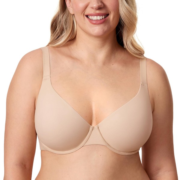 DELIMIRA Women's Inbarely Plus Plunge Bra Full Coverage Plus Size