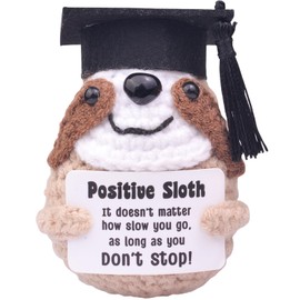 CoFuBcad 2025 Graduation Gift Emotional Support Sloth, Cute Knitted Positive Crochet Sloth Doll with Doctoral Hat Graduation CertificateToy Room Decoration