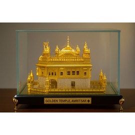 Ailtower Golden Temple Amritsar Model, A Sikh Religious Crystal with Golden Plate Must for Every Sikh Religious Family, Office, and Sikh Auspicious Purpose, Gurudwara Décor (Square, Large)