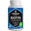 Biotin High Dose with Selenium and Zinc for Hair Growth, Skin and Nails, 365 Vegan Tablets for 1 Year, Biotin High Dose 10,000 mcg, Made in Germany
