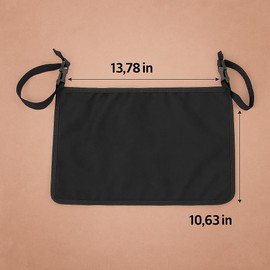 Wheelchair Bag for Catheter, Urine Drainage & Infusion Bags Leak-Proof Oxford Fabric Holder Under Wheelchair, Chair & Bed Rails, Wheelchair Bags with Sealed Design 13.8 x10.6 inches (Black)