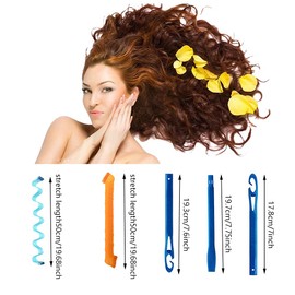 64 Pcs Wave Hair Curlers Magic Styling Kit Water Ripple Spiral Curls No Heat Rollers 2 Hooks Dividers Formers For Women Lady Long Hair Diy Curler With Hook