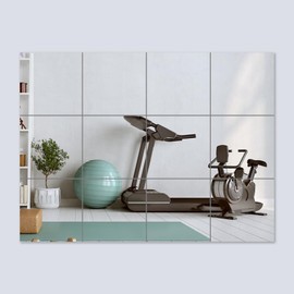 PopularLdo Full Length Wall Mirror, 16 Pcs 10 x 10 Inch Full Body Mirror Tiles for Bedroom Home Gym Door Dorm, 2mm Thickened Acrylic Mirror Stickers for Walls