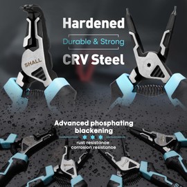 SHALL Snap Ring Pliers Set, 4-Piece Heavy Duty 7" Snap Ring Pliers, Snap Ring Pliers with 5/64" Tip, Inverted Ring Remover Bracket Pliers with Portable Case