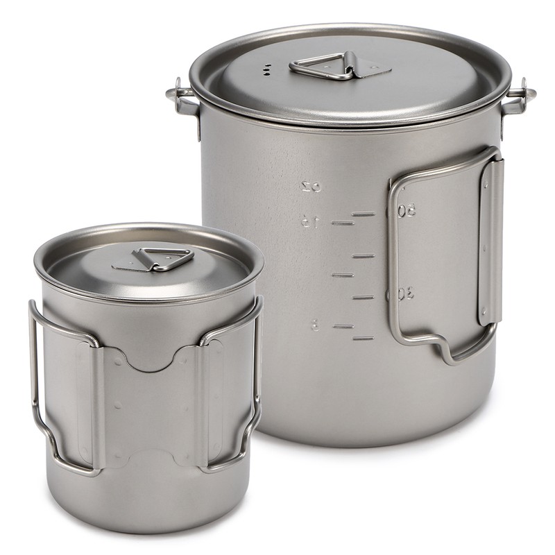 450ml 750ml Cup Set Ultralight Titanium Cup Hanging Pot Set