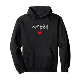 Korean I Love You Writing Saranghae Kpop Men Women Kids Pullover Hoodie