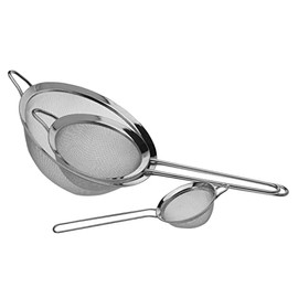 3-Piece Set Kitchen Strainer Stainless Steel Steamer Insert for Cooking Pots with Rim, Dishwasher Safe (Diameter 8 cm, Diameter 14 cm, Diameter 20 cm)