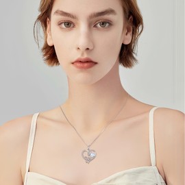 Inpasne Celtic Knot Necklace for Women 925 Sterling Silver Love Heart Diamond April Birthstone Necklace Trinity Knot Pendant Irish Good Luck Jewelry Gifts for Her