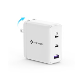 NOVOO 120W USB-C Rapid Charger [Industry's Thinnest and Lightest, Ultra-Lightweight, 3 Devices Simultaneously Charge Up to 120W Total, 2 Devices Simultaneously Charge Up to 60W Total, GaN III
