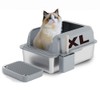 RUBLELITIE Stainless Steel Cat Litter Box Semi-Enclosed High Sides with